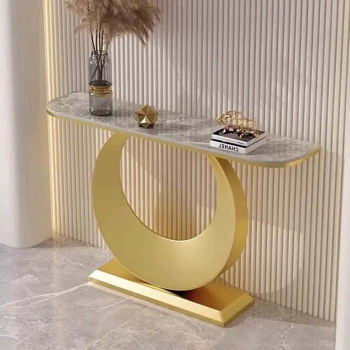 Console de rangement large, table d'entrée moderne et peu encombrante, style luxe léger, classique, meuble de salon