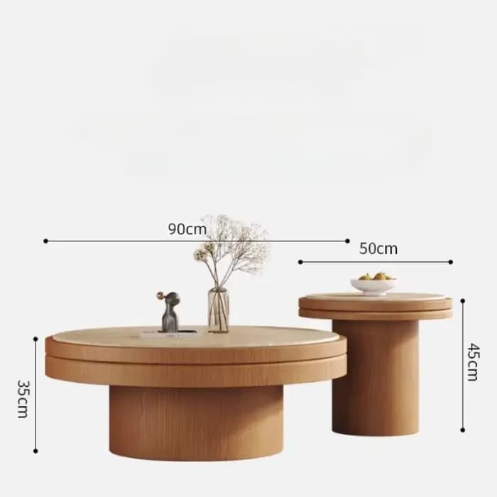 Table basse ronde japonaise en bois pour salon