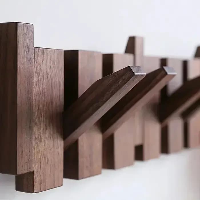 Porte-manteau mural en noyer, porte d'entrée, porche, porte-manteau suspendu en bois massif perforé,