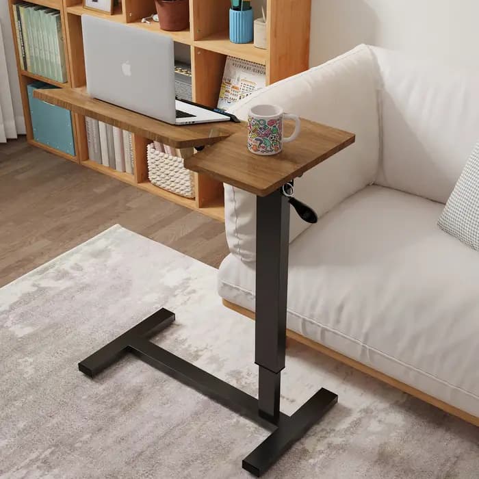 Table de chevet réglable en hauteur, table d'ordinateur portable avec roulettes cachées