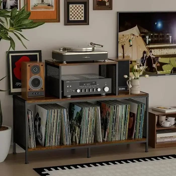 Meuble de rangement pour tourne-disque et amplificateur audio