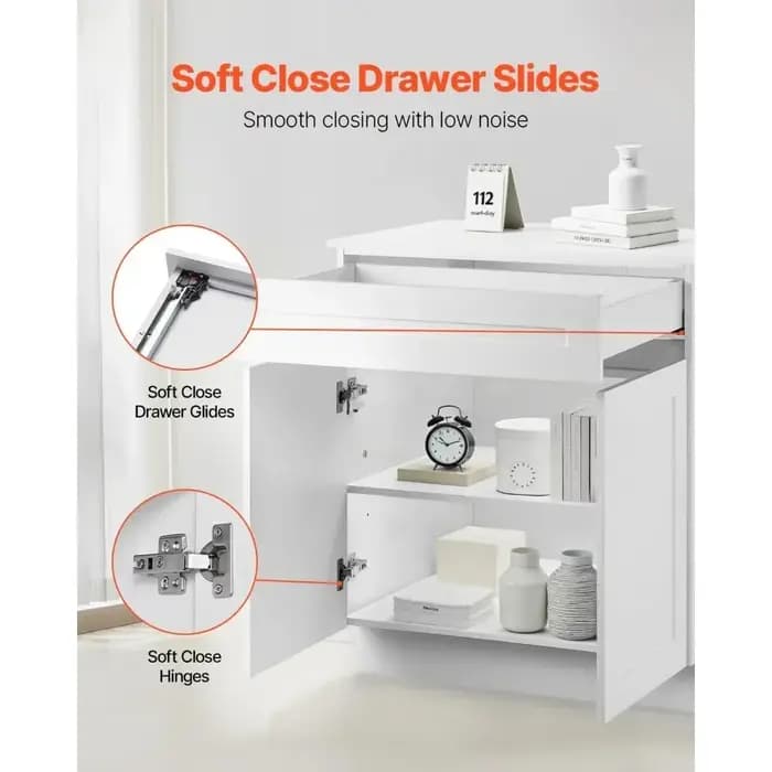 Meuble bas de rangement style Shaker blanc Bestseller36, non assemblé, 36 de largeur x 24 de profond