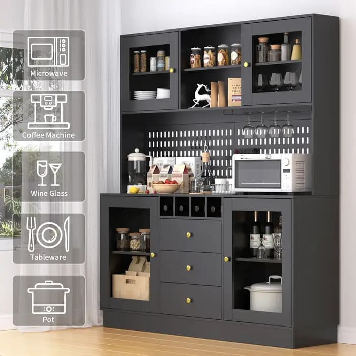 Armoire de rangement autoportante avec panneau perforé, armoire de garde-manger, armoire de rangemen
