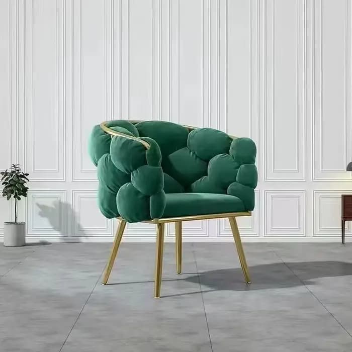 Formwell Loisirs Canapé simple Fauteuil en velours avec pieds dorés Chaise de maquillage avec rembou