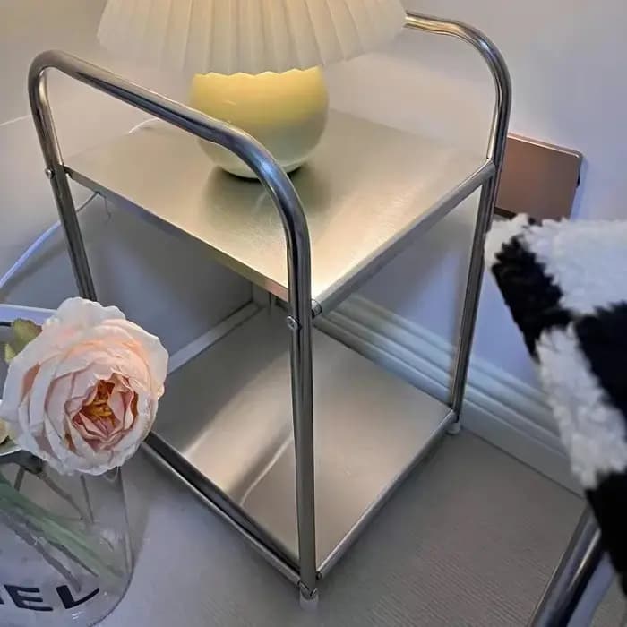 Table à bords en acier inoxydable de style industriel rétro - meuble de canapé multifonctionnel, des