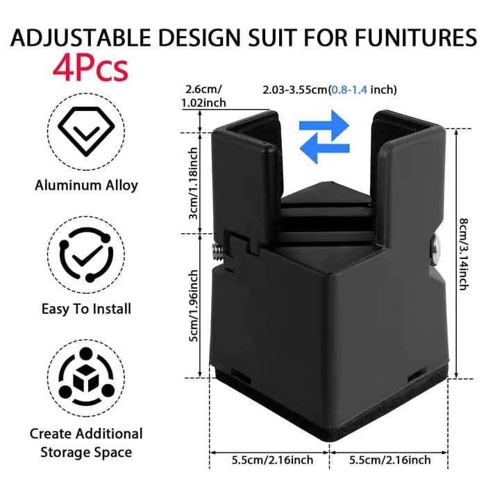 4/8 pièces réglable chaise Riser vis pince 5/10cm hauteur robuste canapé Tables lit meubles Risers b