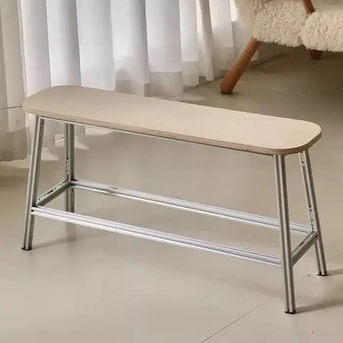 Tabouret en bois Pouf Ottoman moderne en métal