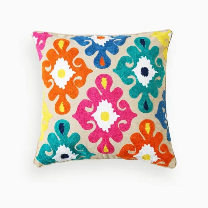 Housses d'oreiller décoratives de canapé de style ethnique Boho, allongé, coussin brodé de fleurs, c