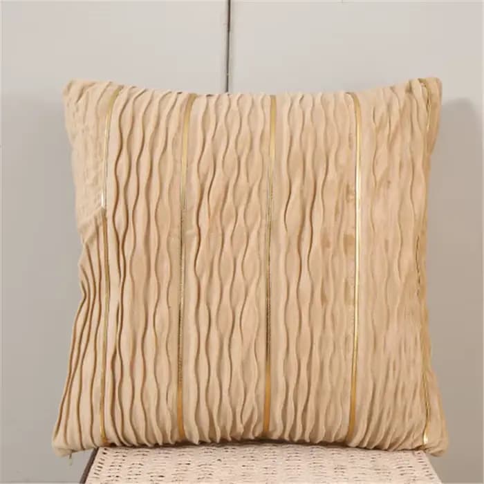 Housse de coussin en velours hollandais à rayures dorées