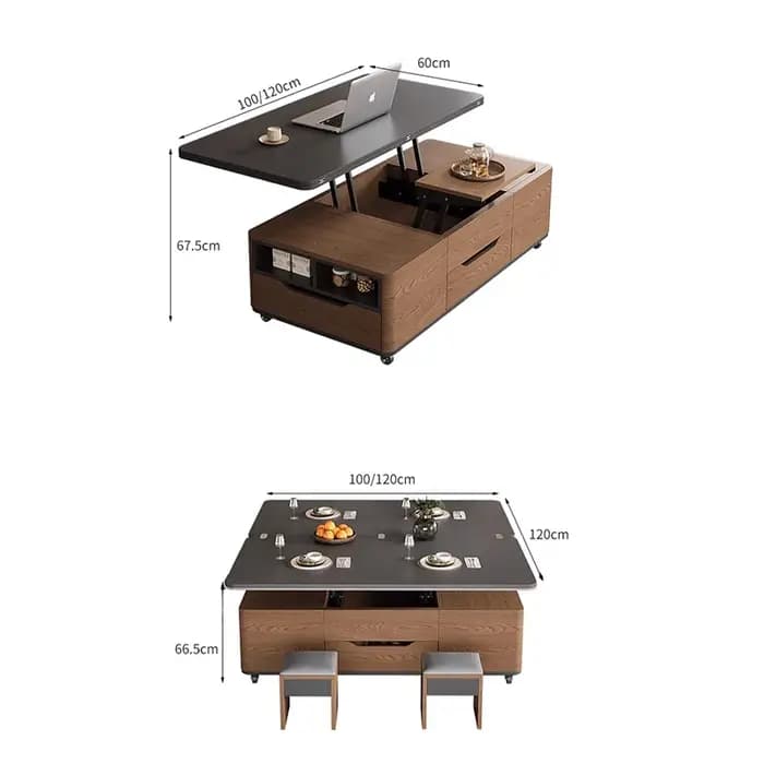 Tables basses minimalistes de luxe à roulettes