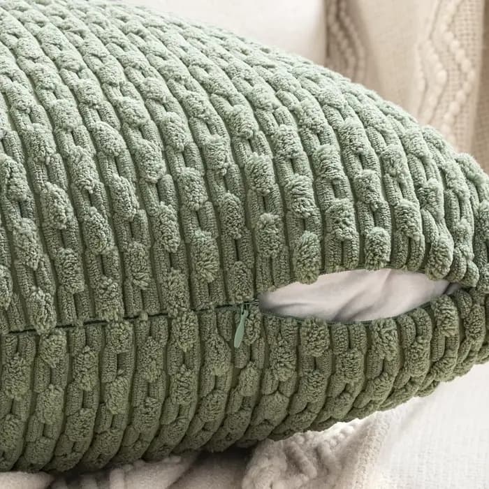 Housse de coussin à rayures en velours côtelé