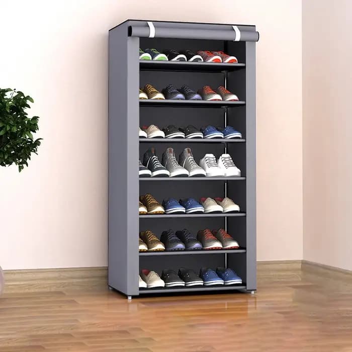 Armoire à chaussures multicouche à 6-10 niveaux avec porte volet roulante anti-poussière