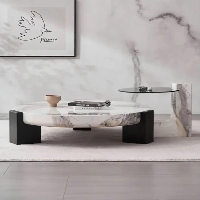 Nordique rond marbre luxe thé moderne Center salon Table Basse ensemble Mesas De Centro Tables basse