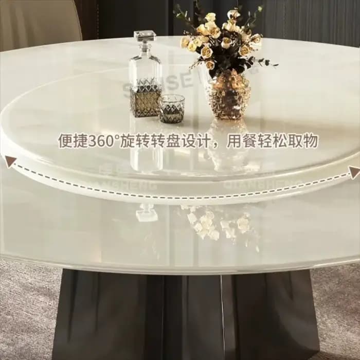 Table à manger ronde moderne avec plateau tournant