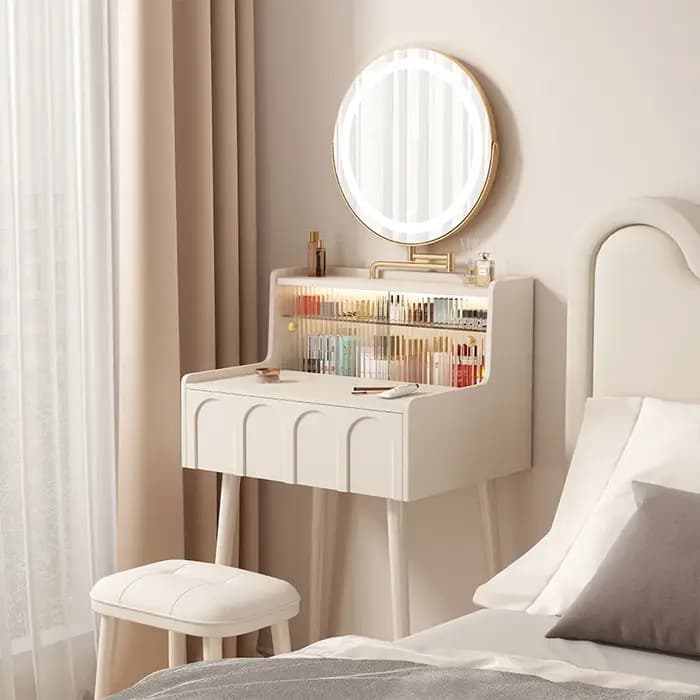Tallboy Table De vanité française miroir lumineux Simple petite Table De vanité peu encombrante meub