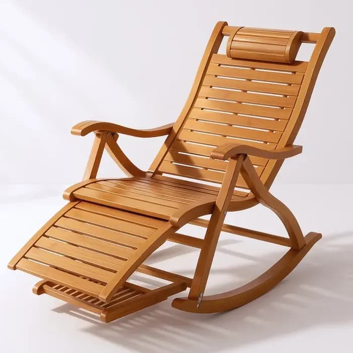 Chaise à bascule en bambou naturel avec pédale de Massage
