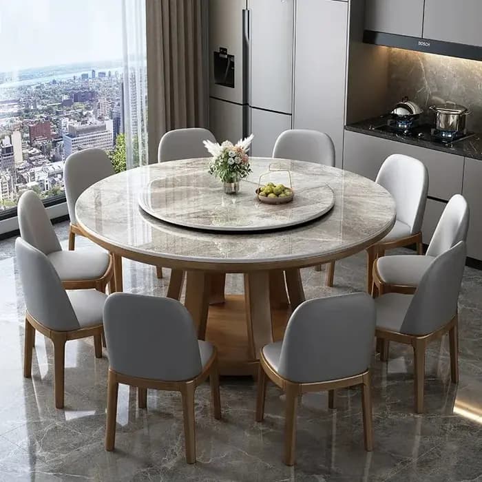 Table à manger ronde en marbre, style nordique de luxe, minimaliste, pieds de table modernes, économ