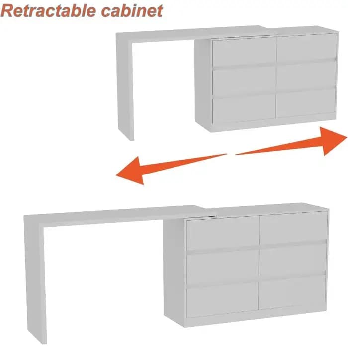 Commode double avec poste de travail déformable, commode en bois avec plateau multifonctionnel, comm
