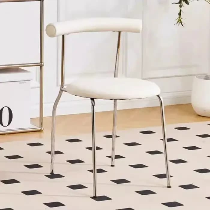 ChimEuropean-Chaises de salle à manger nordiques en métal blanc