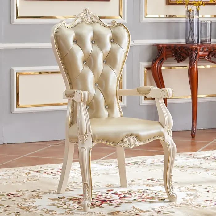 Chaise de salle à manger européenne en bois massif