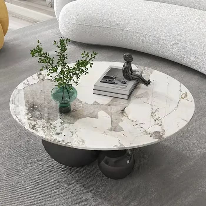 Table Basse Ronde en Acier Inoxydable