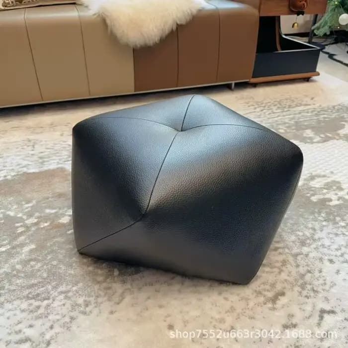 Tabouret en cuir à roulettes, tabouret bas léger de luxe pour la maison, tabouret de canapé de salon