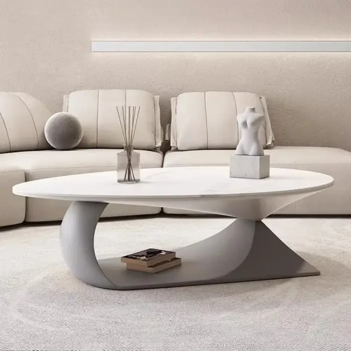 Table basse ovale en bois pour salon