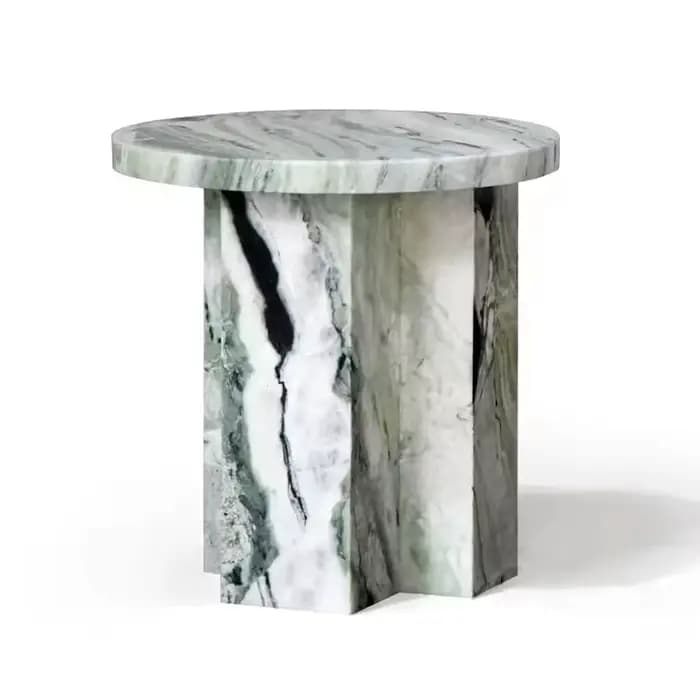 Table d'appoint étroite en pierre verte, Table d'appoint ronde, Table de chevet moderne, petite Tabl