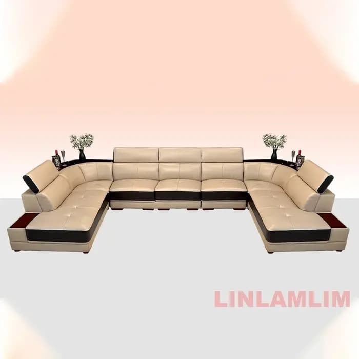 Linlamlim-Canapé sectionnel en cuir véritable
