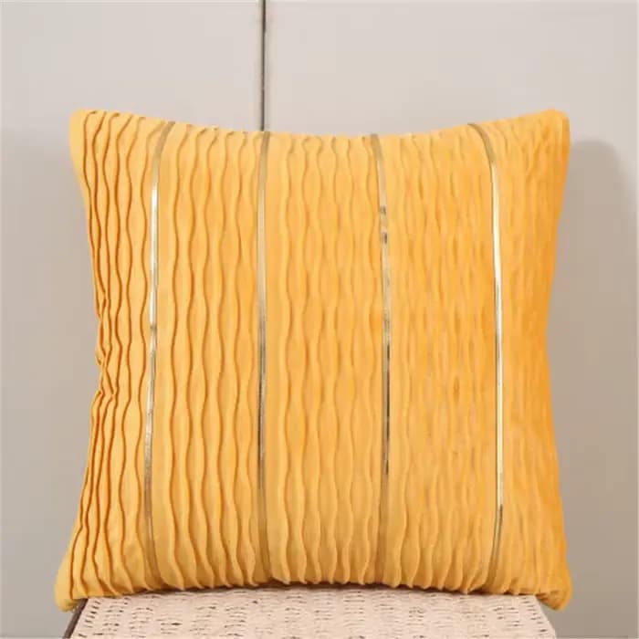 Housse de coussin en velours hollandais à rayures dorées