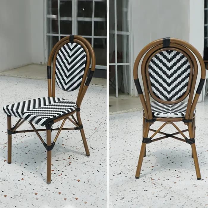 Chaise empilable en rotin, chaise de bistro de café français, mobilier de jardin extérieur, de patio