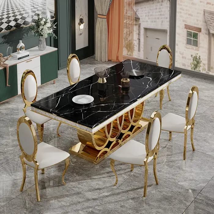 Tables à manger modernes en marbre de luxe doux et petit appartement rectangulaire simple6People10Table