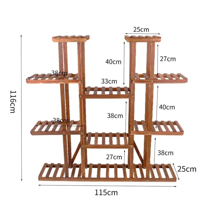 UNHO-Support à plantes à plusieurs niveaux, 46 pouces, recommandé, support à fleurs en bois T1, 16 p
