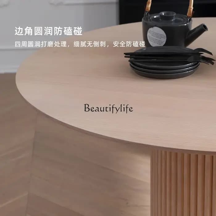 Table à manger médiévale en bois massif, design minimaliste italien, table japonaise rayée en rondin