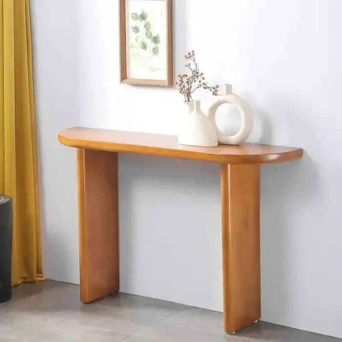 Tables d'entrée nordiques simples en bois massif, pour la maison, le salon, Table d'extrémité semi-c