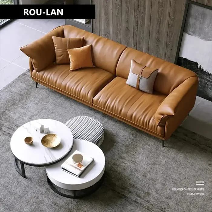 Canapé en cuir de salon minimaliste moderne