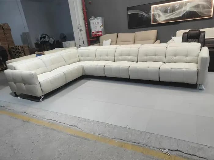 Canapé sectionnel de luxe en cuir véritable, canapé inclinable électrique moderne à double moteur en