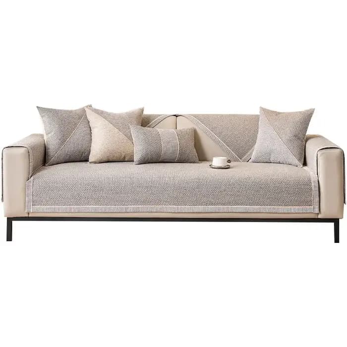 Juste de coussin de canapé en coton et lin tissé