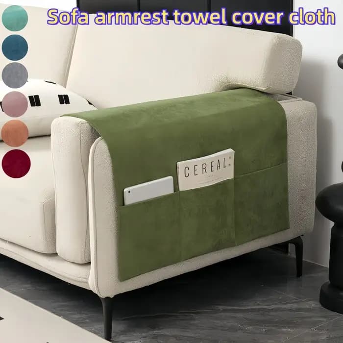 1 pièce Housse de protection latérale pour accoudoir de canapé en tissu chenille rouge