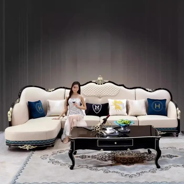 Canapé de salon moderne de luxe en cuir véritable