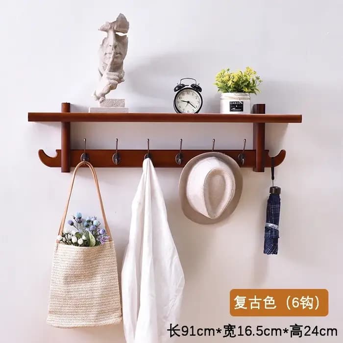 Porte-manteau mural en bois massif