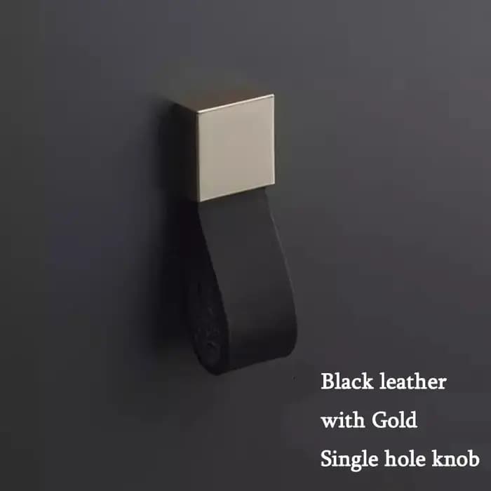 Armoire de cuisine en cuir de vachette noir marron Foy, poignées de meuble, armoire moderne, nervure