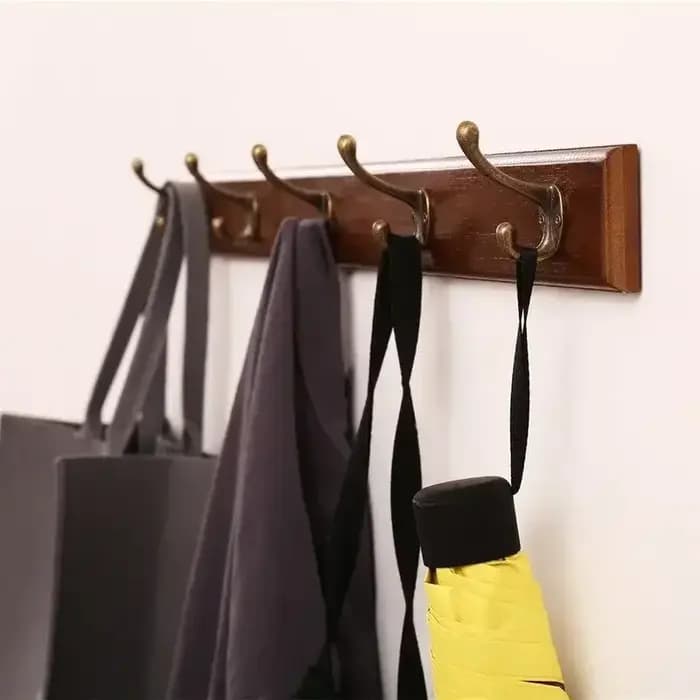 Porte-manteau mural en bois massif avec crochets, gain de place, organisateur de placard pour chapea