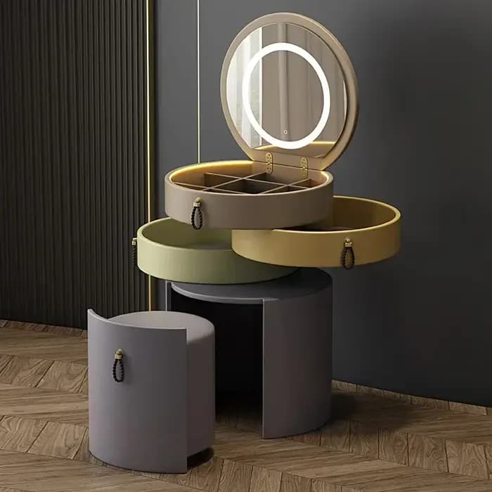 Tiroir de rangement de maquillage, tabouret moderne, coiffeuse de luxe, miroir nordique Tocador Maqu