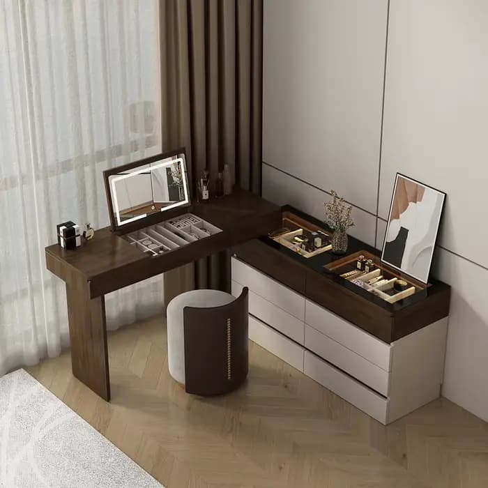 Coiffeuse avec miroir, bureau de maquillage