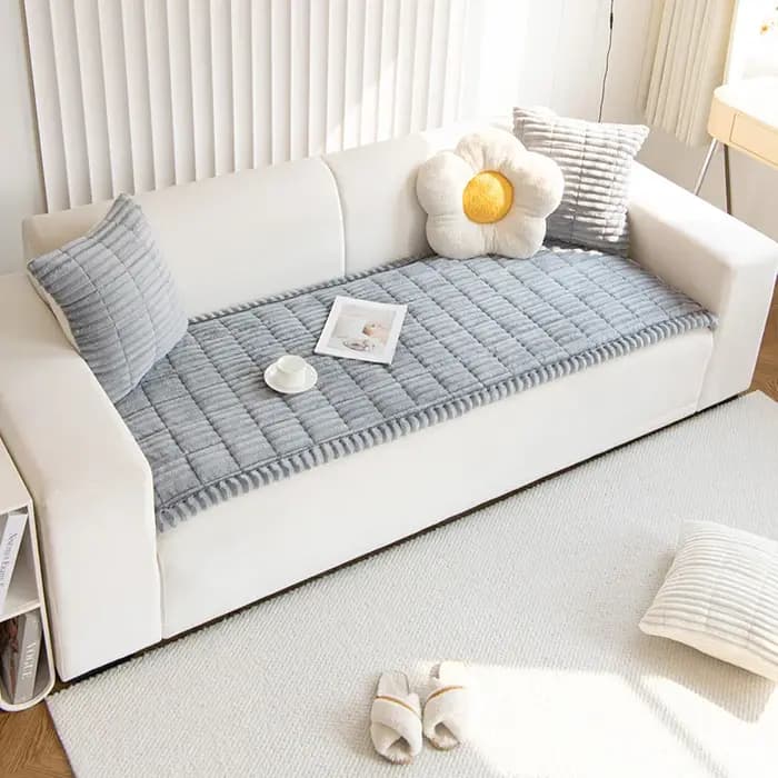 Coussin de canapé en velours côtelé chaud et doux, housse de canapé confortable en peluche antidérap