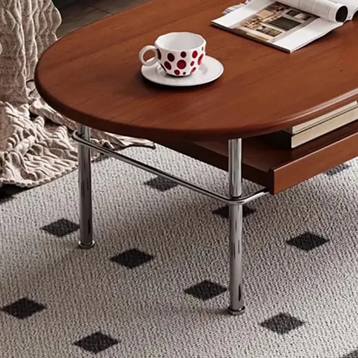 Table basse ovale avec pieds en métal