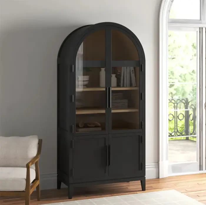 Bibliothèque en bois à quatre portes, bibliothèque moderne en bois 97x48x203 cm, bibliothèque à panneaux réglables pour salon, bureau à domicile, chambre à coucher