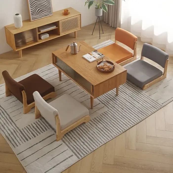 Fauteuil tatami, fauteuil bas de salon, chaise sans pieds en bois massif, chaise de salle à manger coréenne et chaise de salle à manger de style japonais