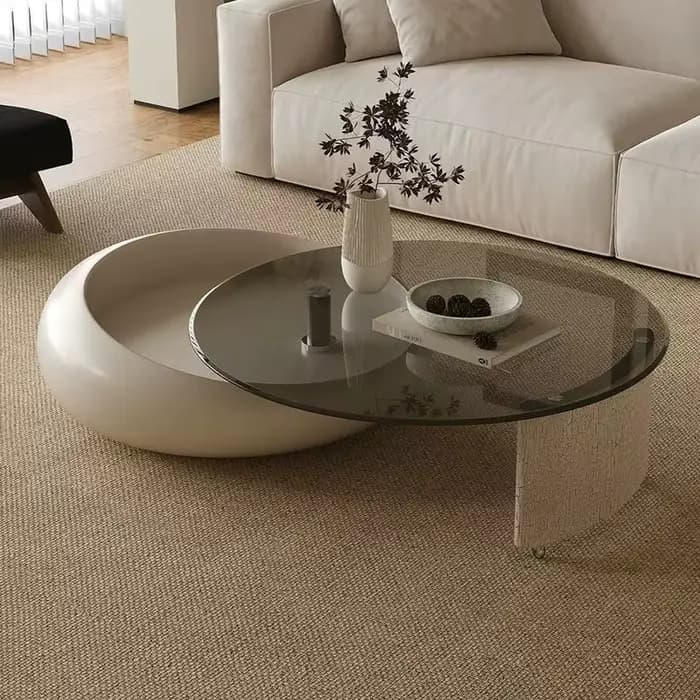 Table basse rotative coulissante combinée